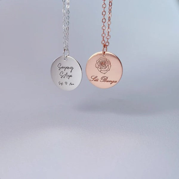 Custom Double Side Engraved Disc Necklace