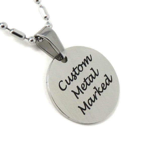 Personalized Custom Laser Marked Engraved Stainless Steel Circle Pendant Necklace