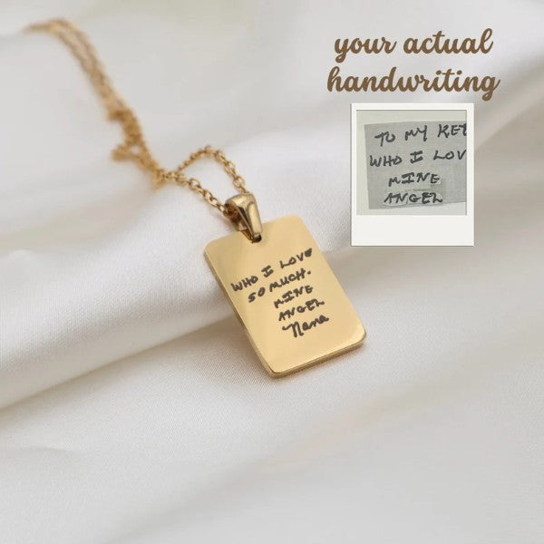 Personalized Engraved Stainless Steel Handwriting Necklace